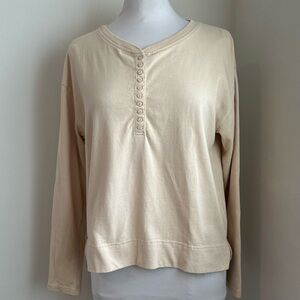 GAP x KHAKI Cream Long Sleeve Henley Top large